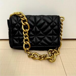 Zara Quilted Chain Strap Shoulder Bag